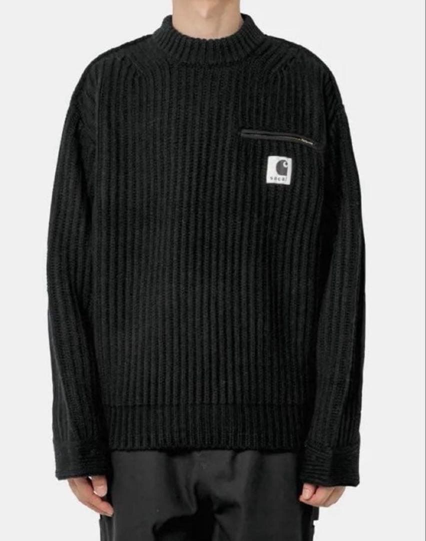sacai Carhartt WIP ニット プルオーバー デトロイト 黒 2