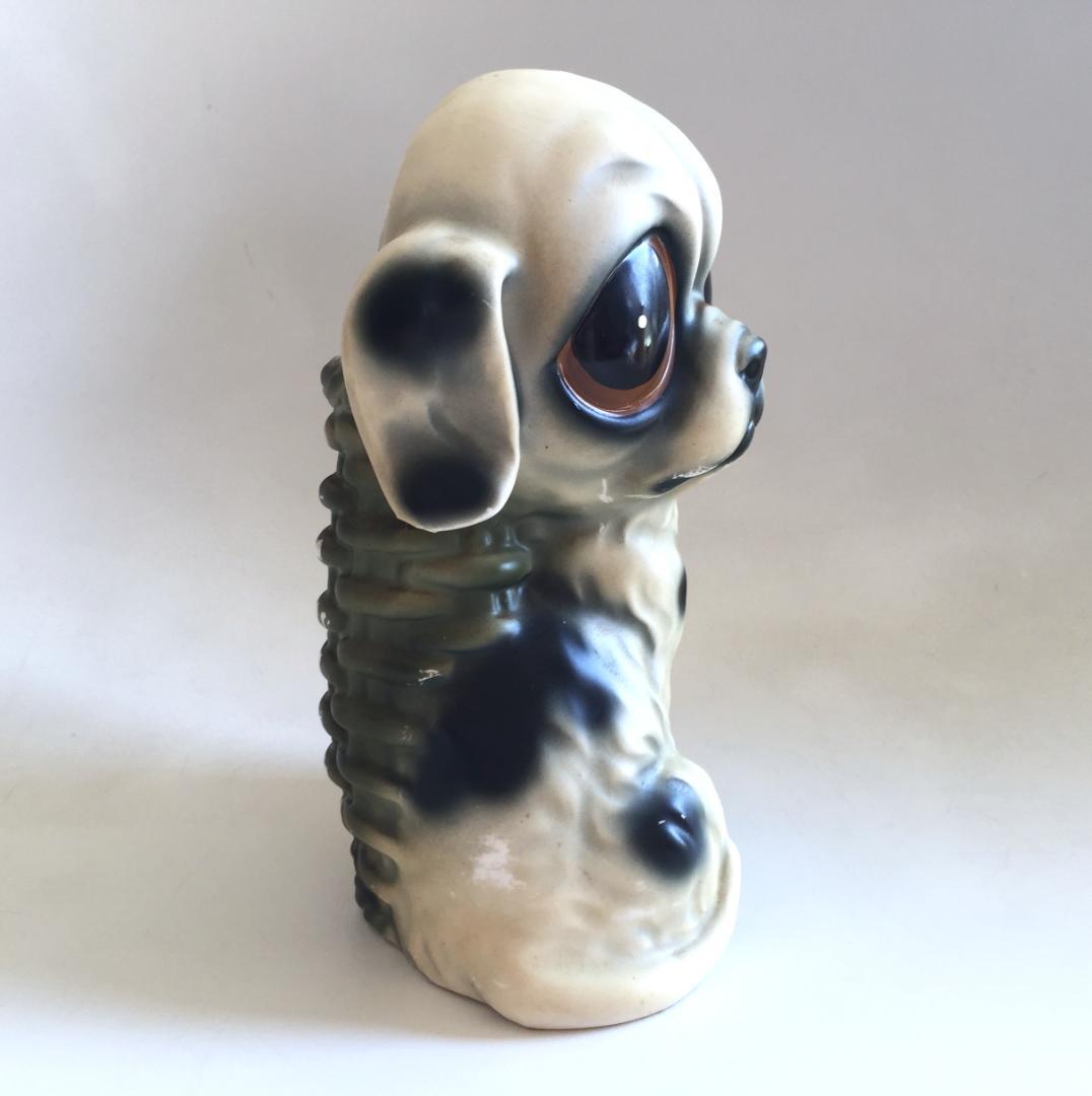 ビンテージEnesco製 Big eye Dogペン立て 陶器 犬 フィギュリン