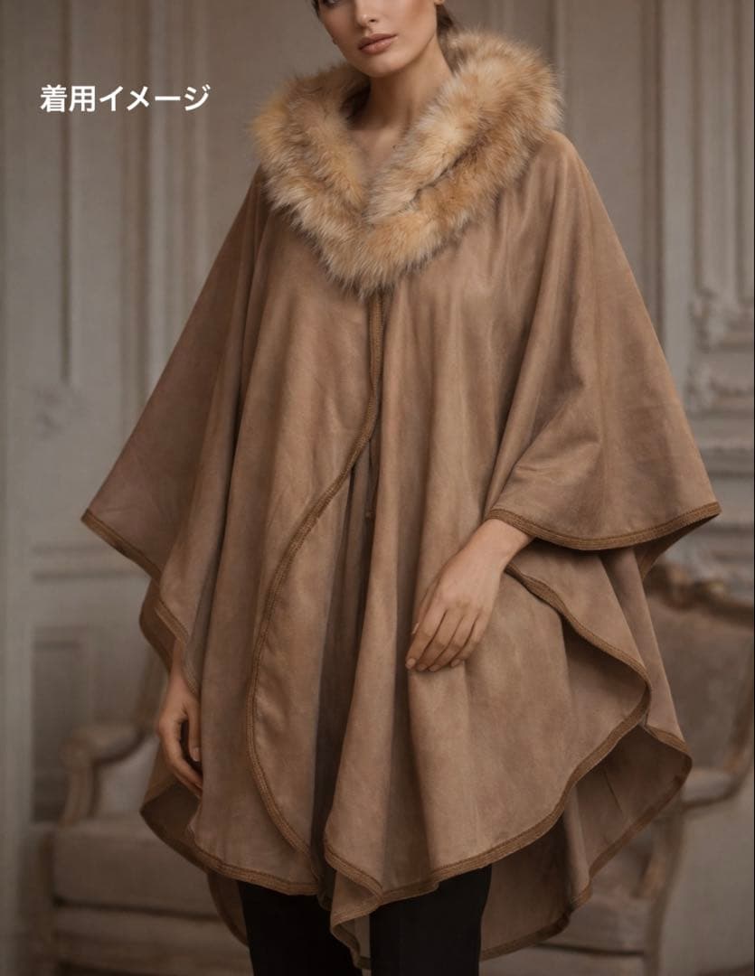 【美品】DELBA イタリア製 リアルファー ポンチョコート ケープコート 上質