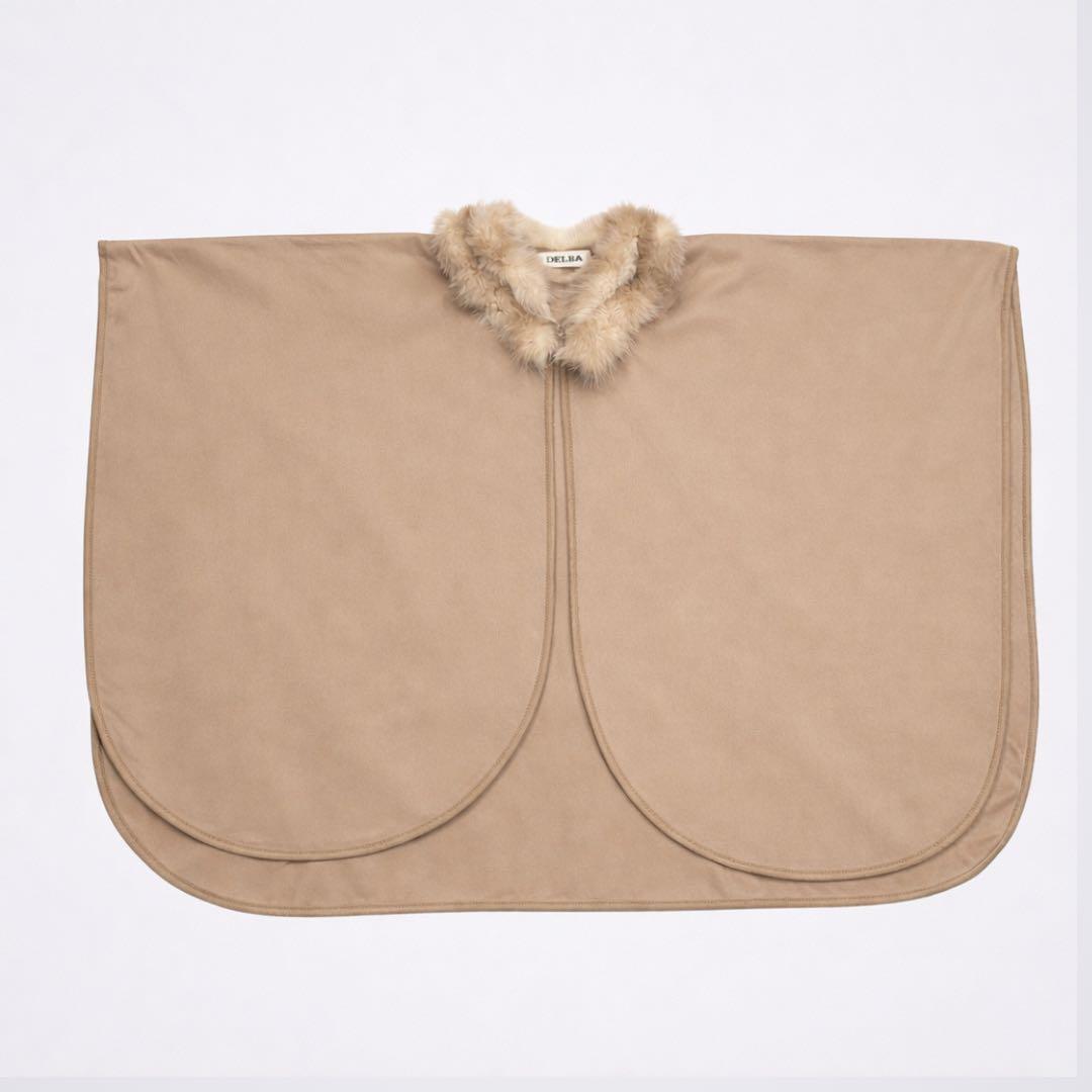 【美品】DELBA イタリア製 リアルファー ポンチョコート ケープコート 上質