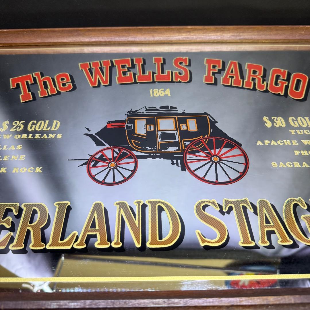 ◉※後右1007 ビンテージ パブミラー The WELLS FARGO社
