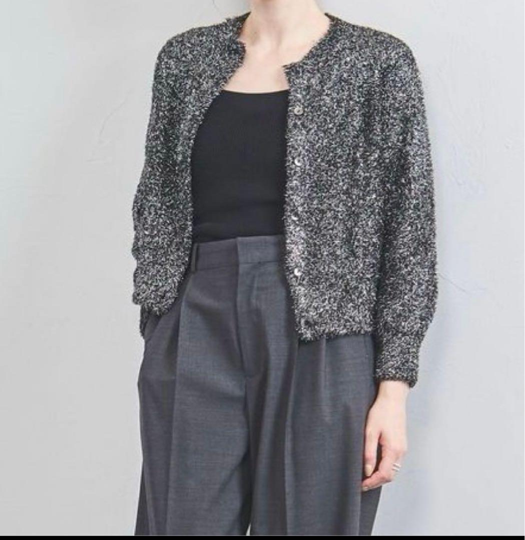 【極美品】ユナイテッドアローズ　ニット　グリッター　ラメ　カーディガン　ブラック