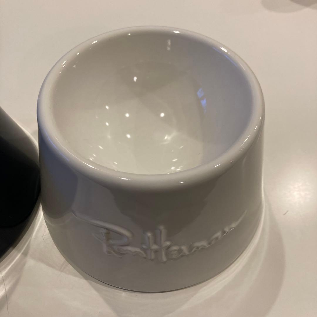 中古　ロンハーマン　犬用フードボウル ホワイト＆ネイビー　セット