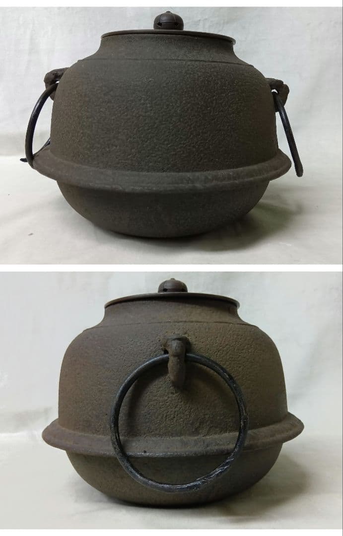 茶道具　唐銅朝鮮風炉　茶釜セット　レトロ　和室　伝統文化　真形釜　鉄瓶