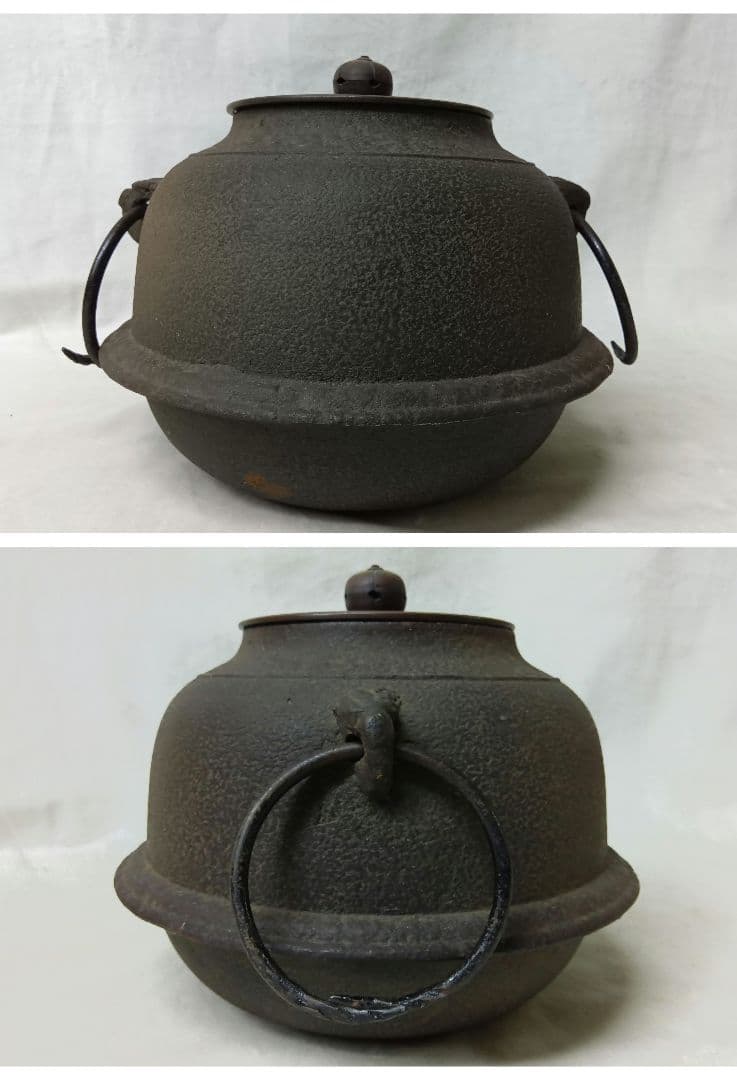 茶道具　唐銅朝鮮風炉　茶釜セット　レトロ　和室　伝統文化　真形釜　鉄瓶