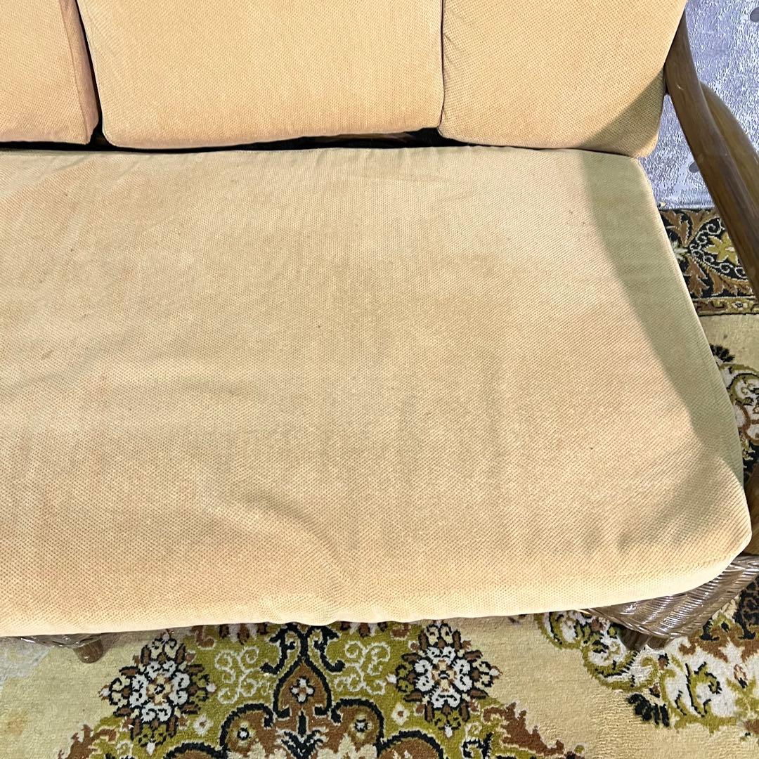 ꧁籐家具꧂ラタン 1人掛けアームソファ&3人掛けソファセット 籐素材 昭和レトロ