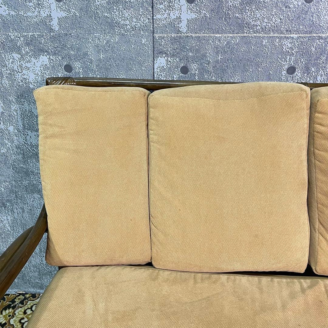 ꧁籐家具꧂ラタン 1人掛けアームソファ&3人掛けソファセット 籐素材 昭和レトロ