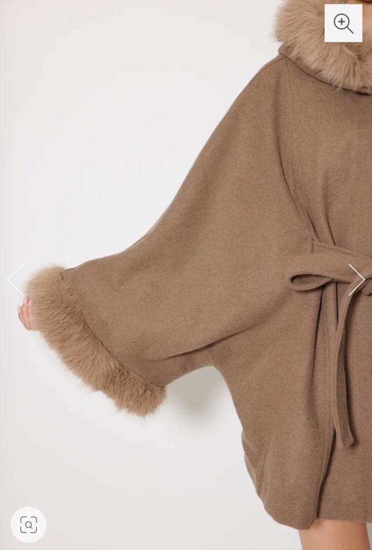 rienda ウールMIXフードポンチョコート M BRN