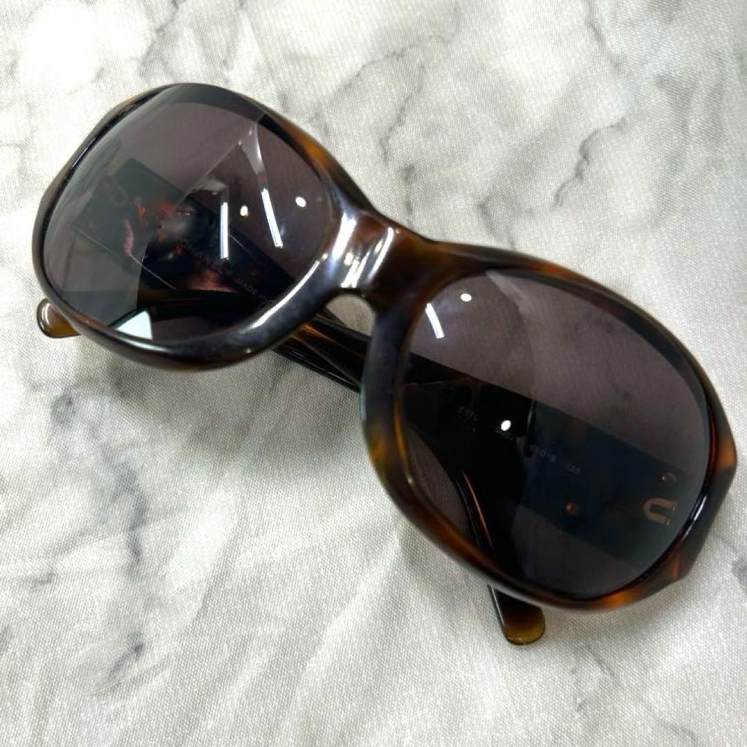 シャネル CHANEL サングラス サイドロゴ付き べっ甲 ブラウン系