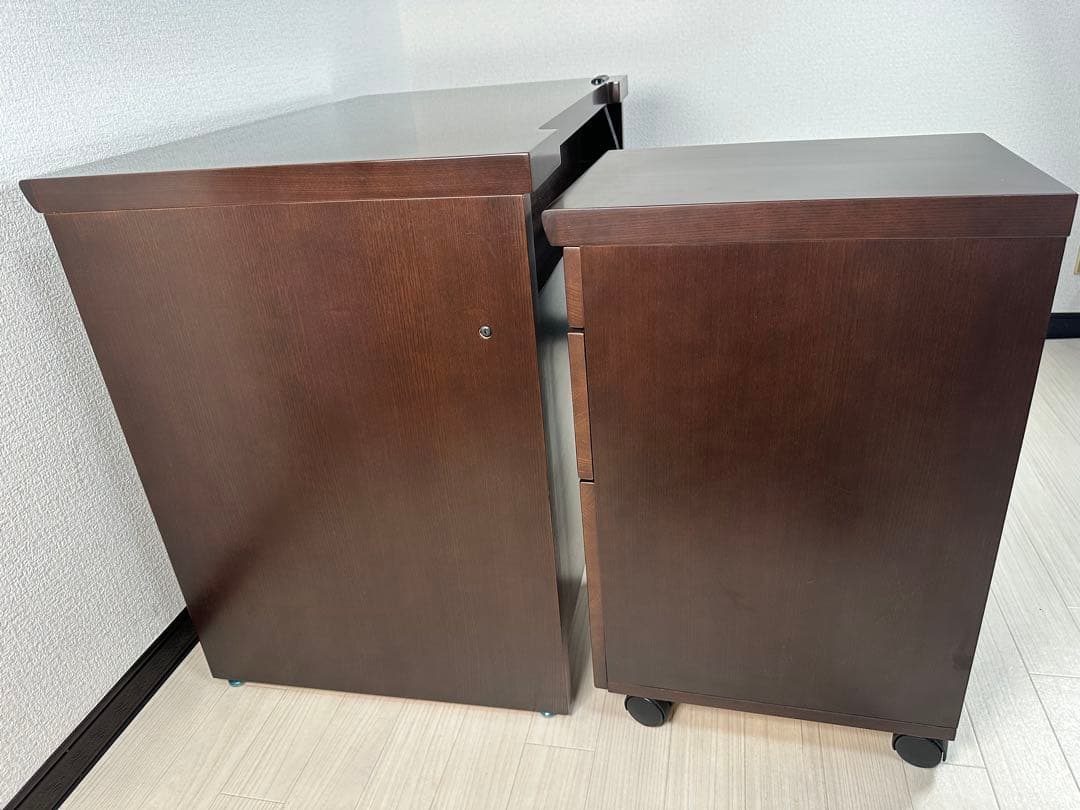 東海家具 学習机 学習デスク パソコンデスク 片袖 ワゴンキャスター付 ※i1※