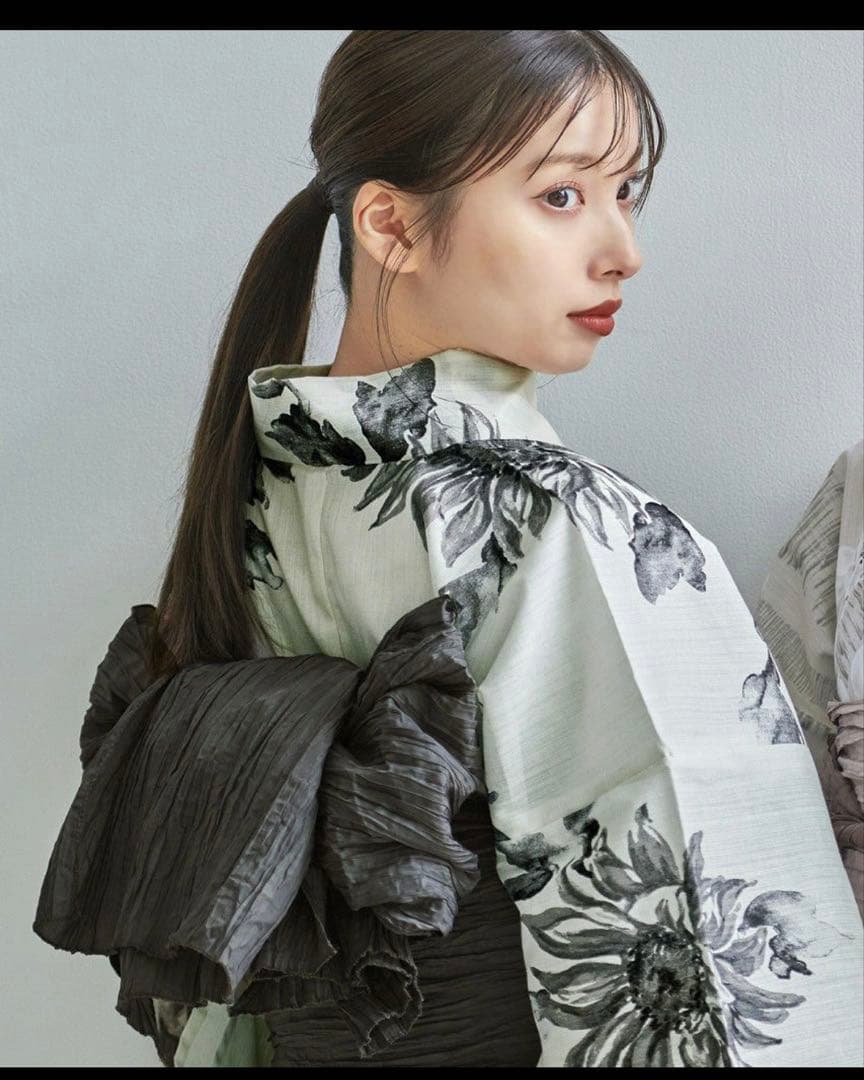 Dita 夏色の向日葵しらべ(墨色) 浴衣 帯 着付けマニュアル セット