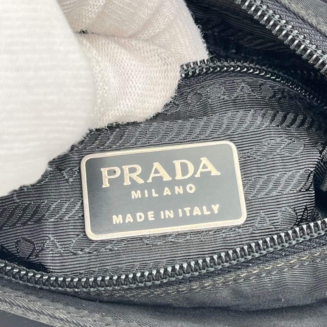 PRADA ハンドバッグ ミニトート 手提げ 三角プレート テスートナイロン 黒