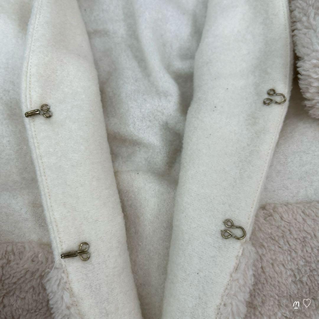 yoriヨリ　Vネックファーショートコート　Fフリーサイズ　ホワイト　ボア切替