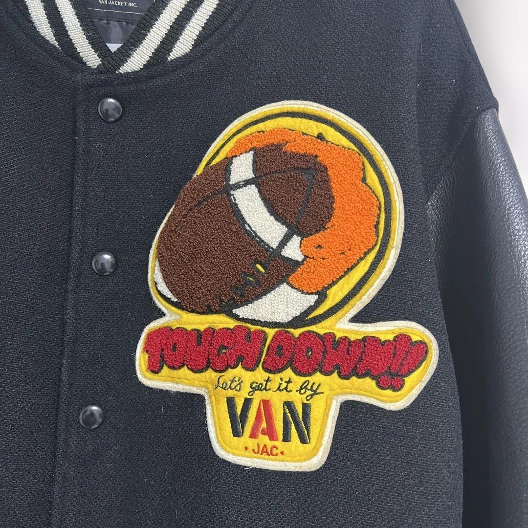 VAN JAC スタジアムジャンパー　ブラック　袖皮　 Lサイズ