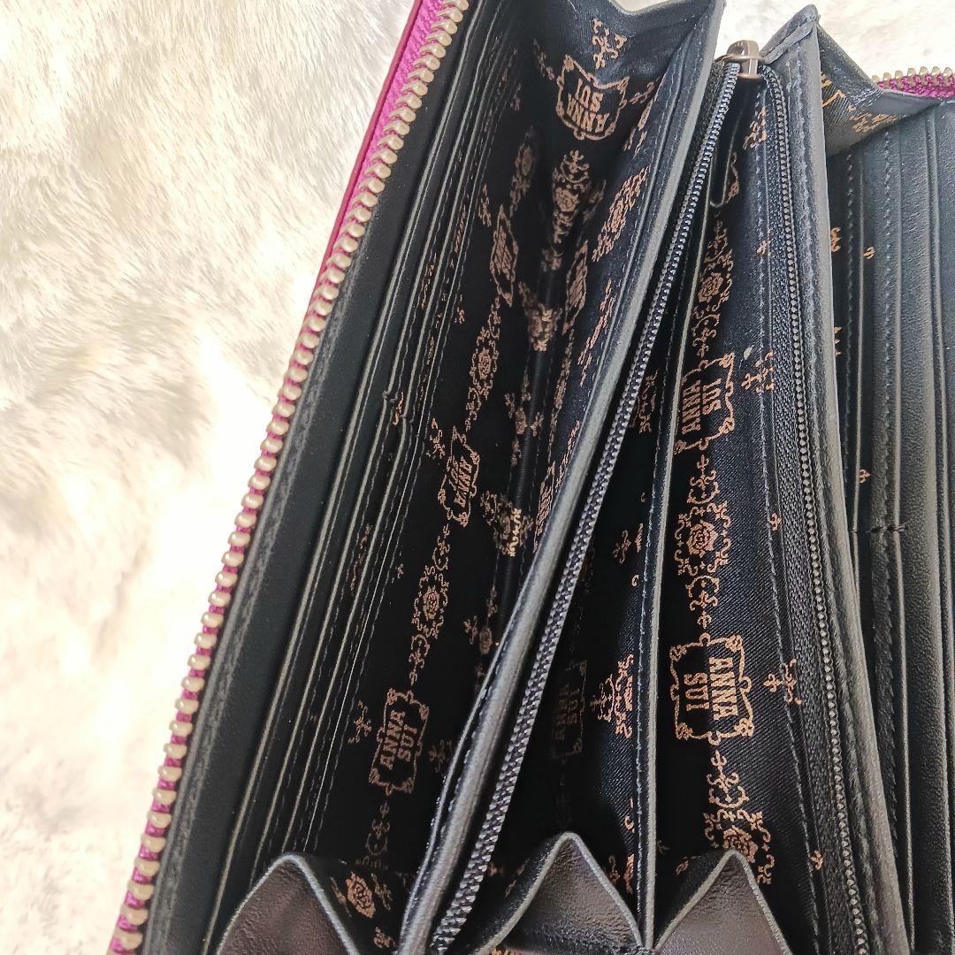 ✨新品✨ アナスイ 薔薇ブローチローズ　L字ファスナー　長財布　革