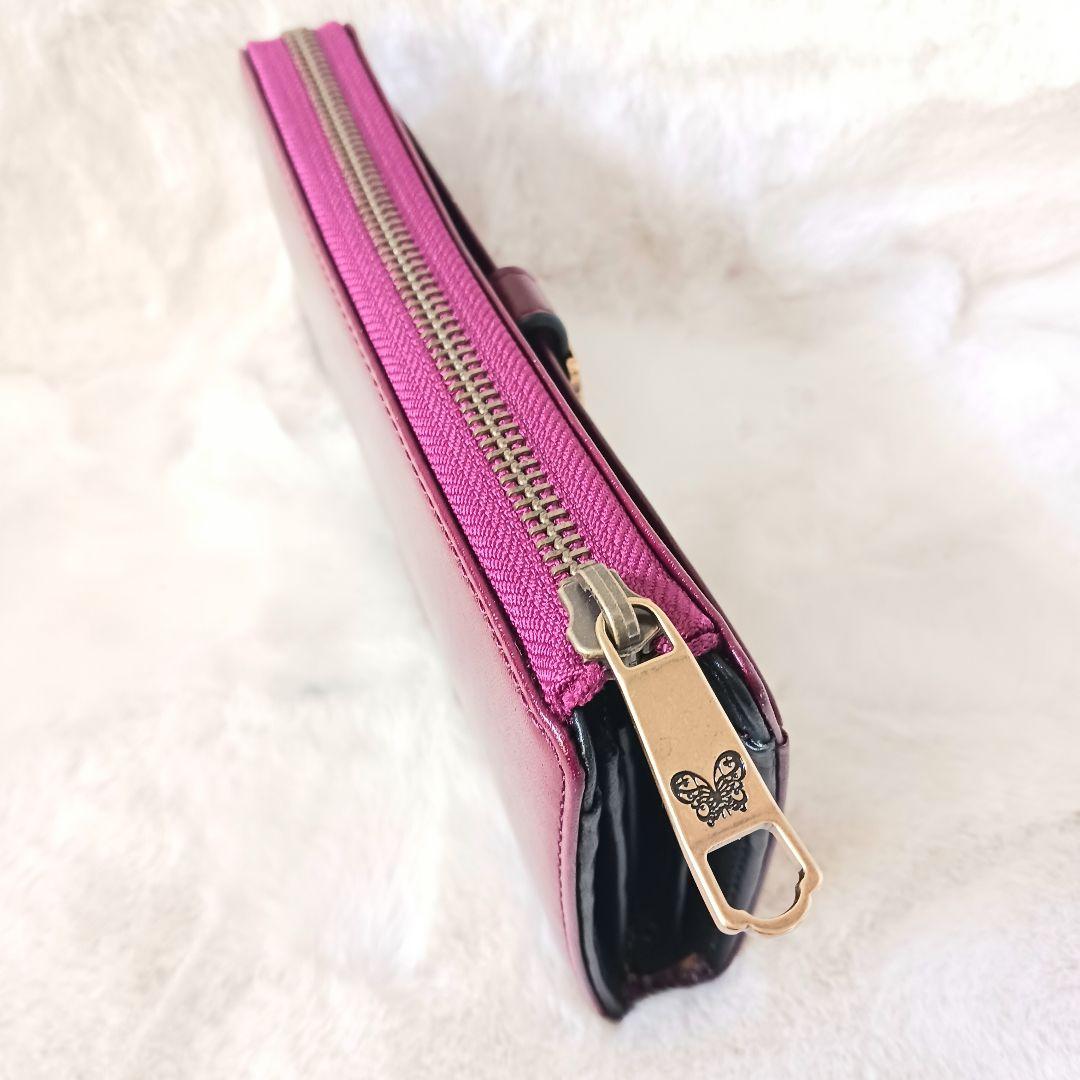 ✨新品✨ アナスイ 薔薇ブローチローズ　L字ファスナー　長財布　革