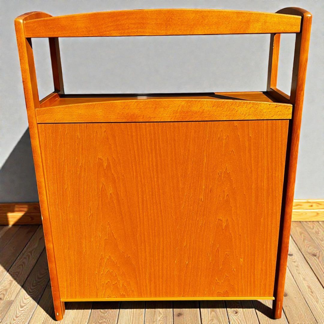 良品✨昭和レトロ✨オールド カリモク ラタン 電話台 FAX台 ヴィンテージ家具