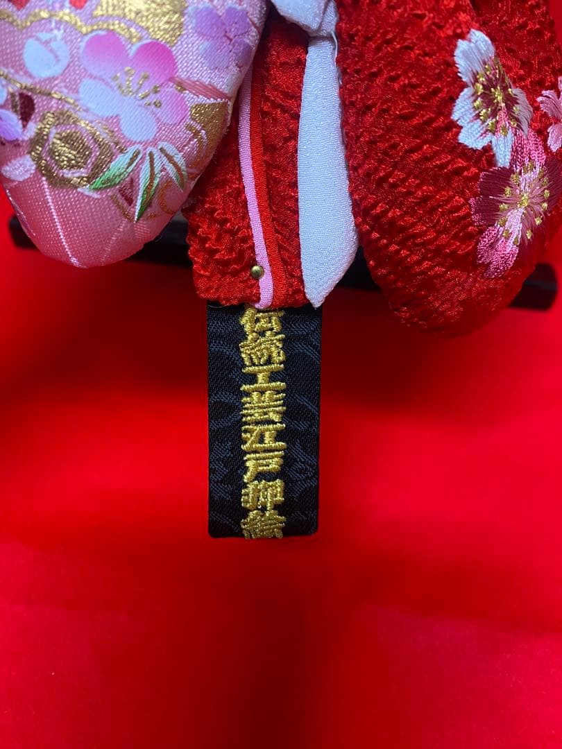 羽子板振袖金彩×かのこ刺繍アクリルケース１０号・間口約２６×奥約２１×高約４７㎝