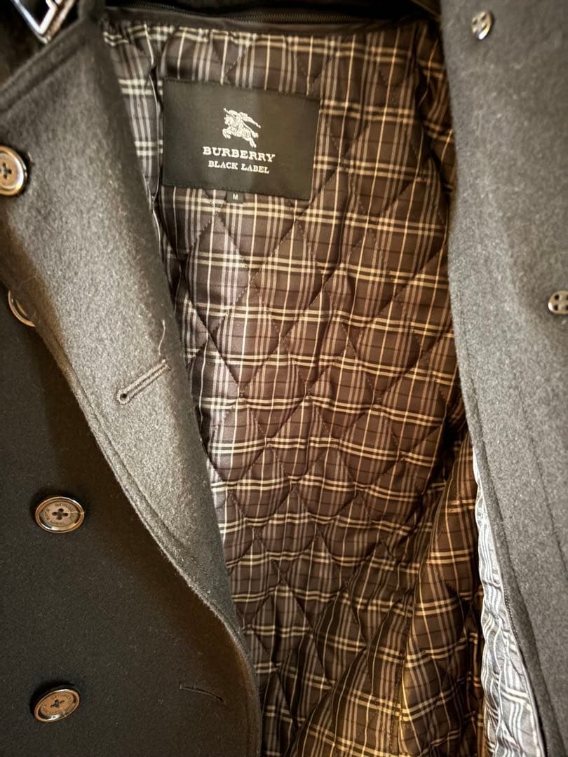 BURBERRY BLACK LABEL ウールピーコート ブラック