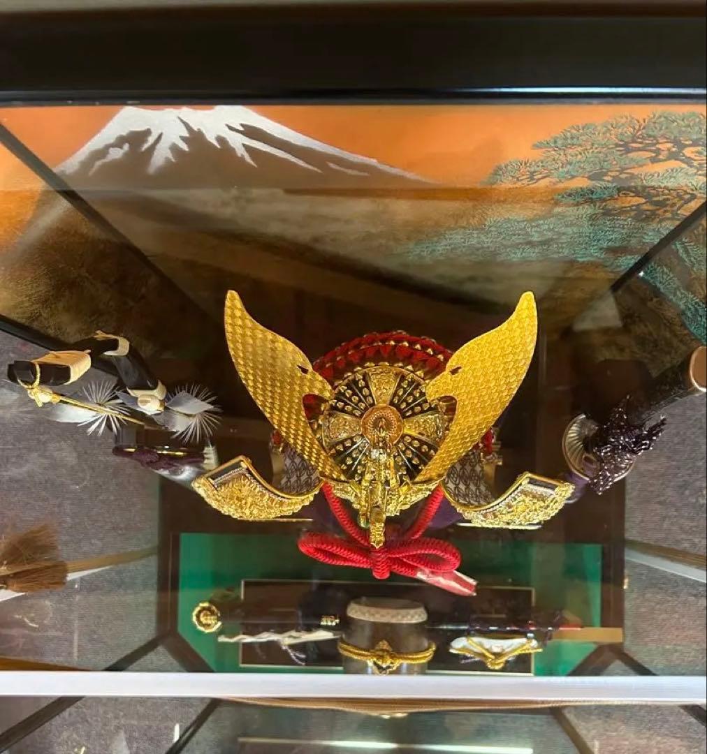 久月　五月人形 兜飾 ガラスケース付き