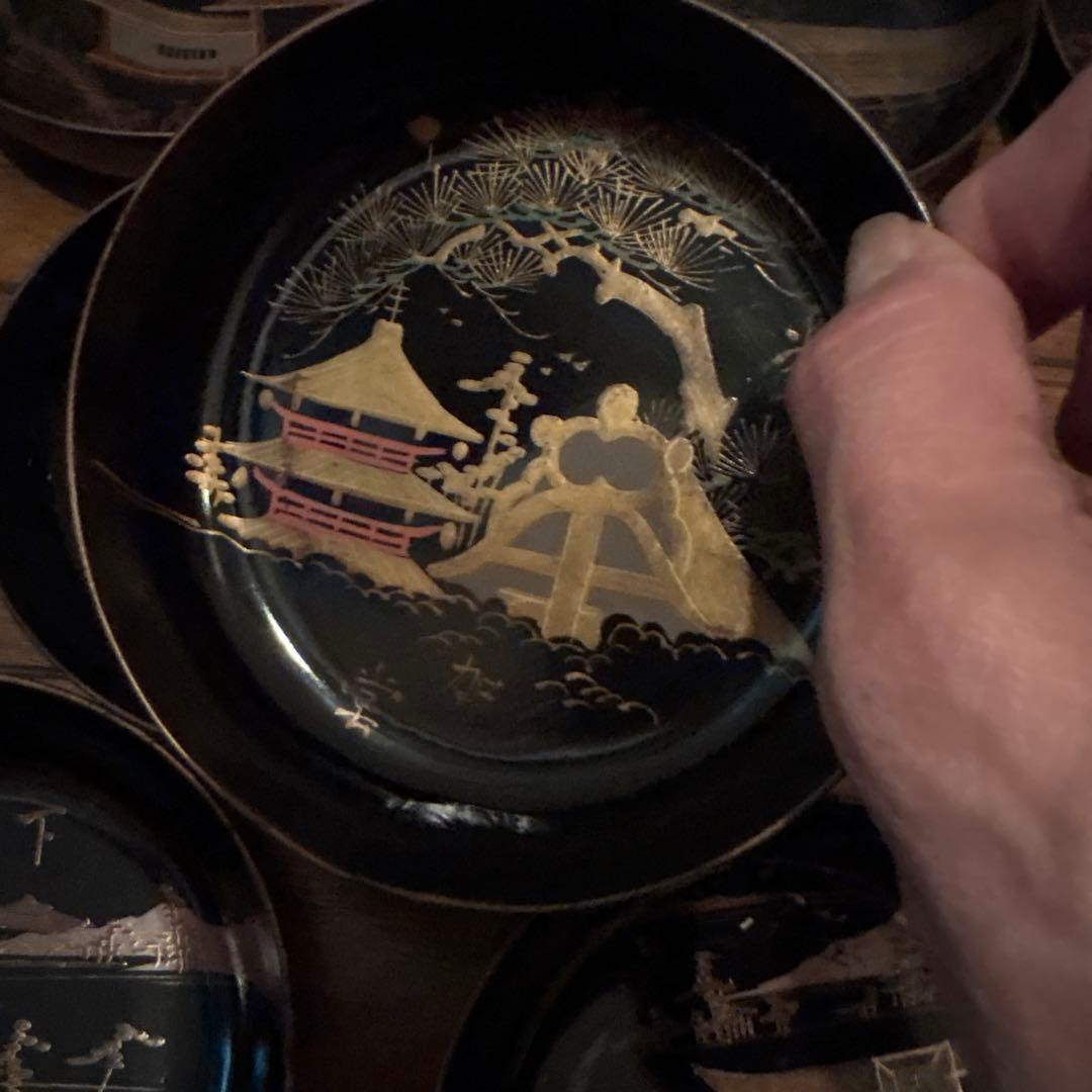 京都名所20選漆器皿二十枚セットアンティーク雅な雰囲気金蒔絵　インテリア実用使い