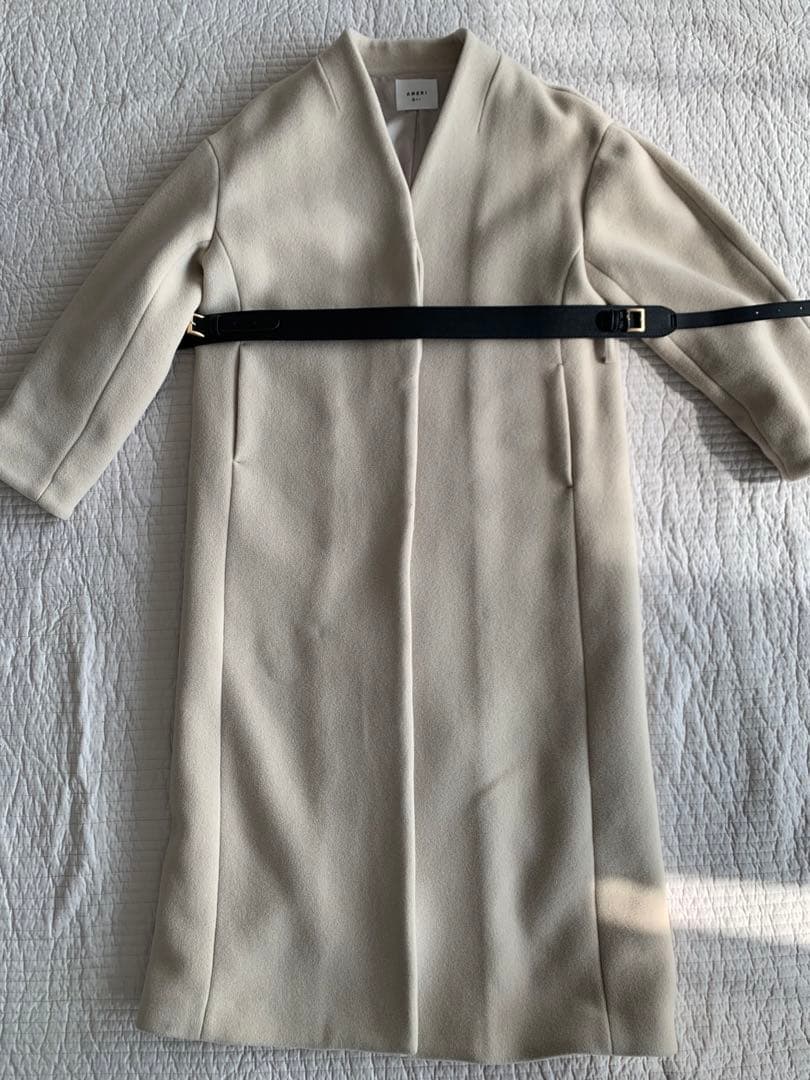 ameri UND PLUMP SLEEVE BELTED COATロングコート