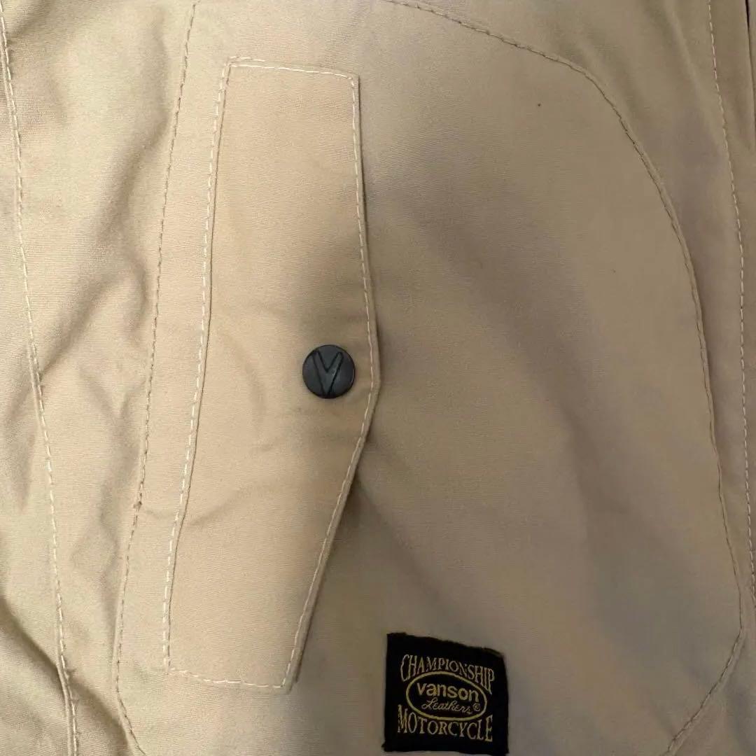 美品 VANSONコットンジャケット ベージュVS15105Sプロテクター L