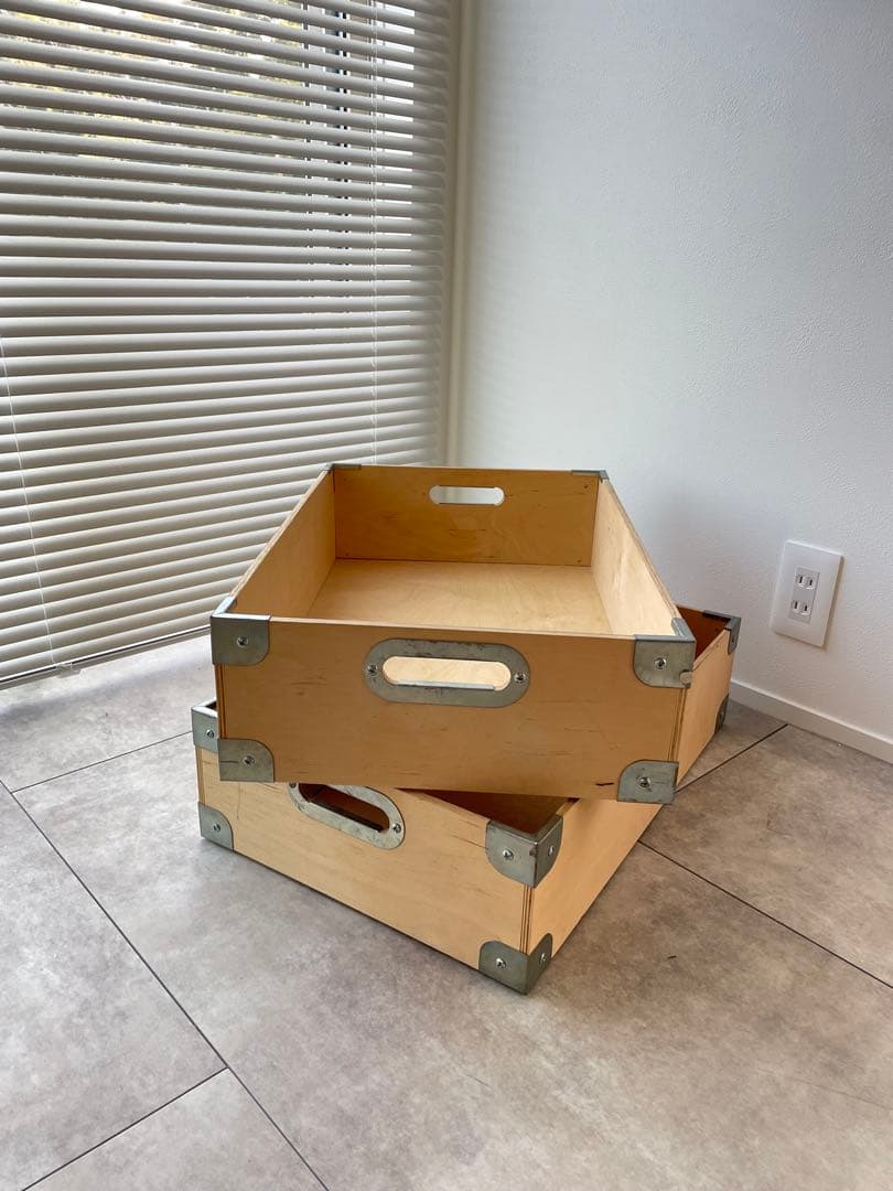 木製スタッキング　収納ボックス　ストレージ　オールドイケア　IKEA 廃盤品