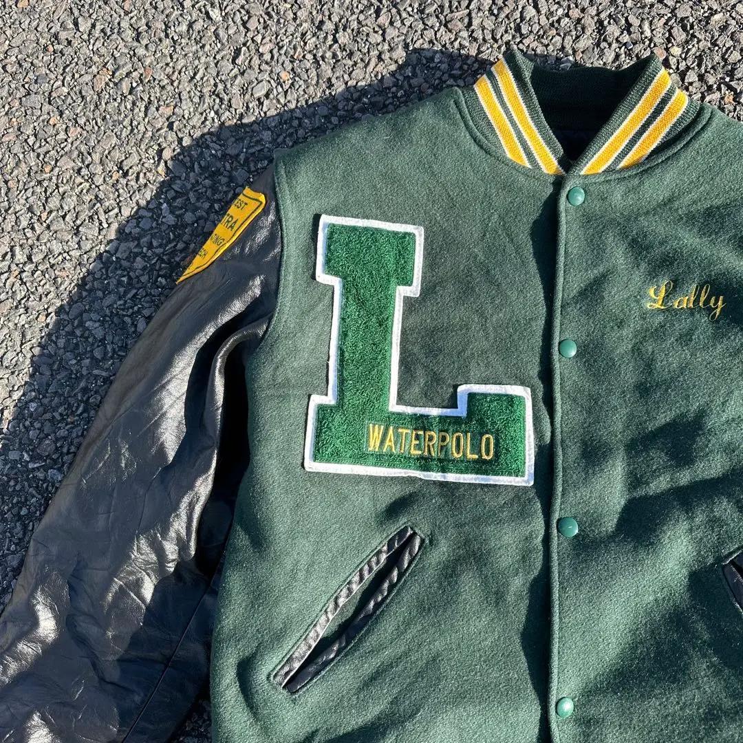 HOLLOWAY ヴィンテージ古着　稀少　L 緑黒　刺繍　入手困難　スタジャン