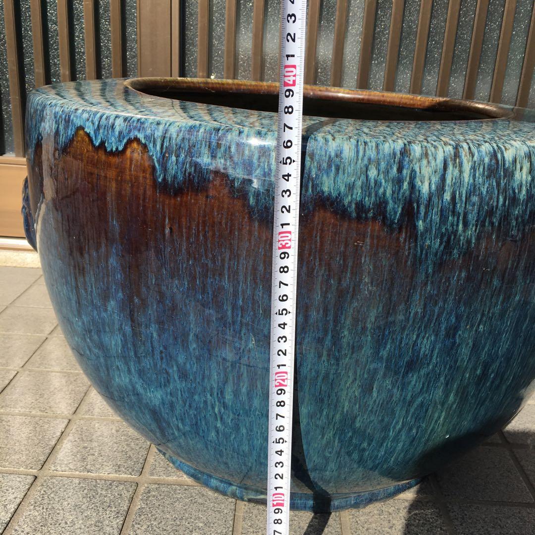 睡蓮鉢 　直径約56cm　火鉢 金魚鉢 睡蓮鉢 染付 メダカ鉢 大型陶器