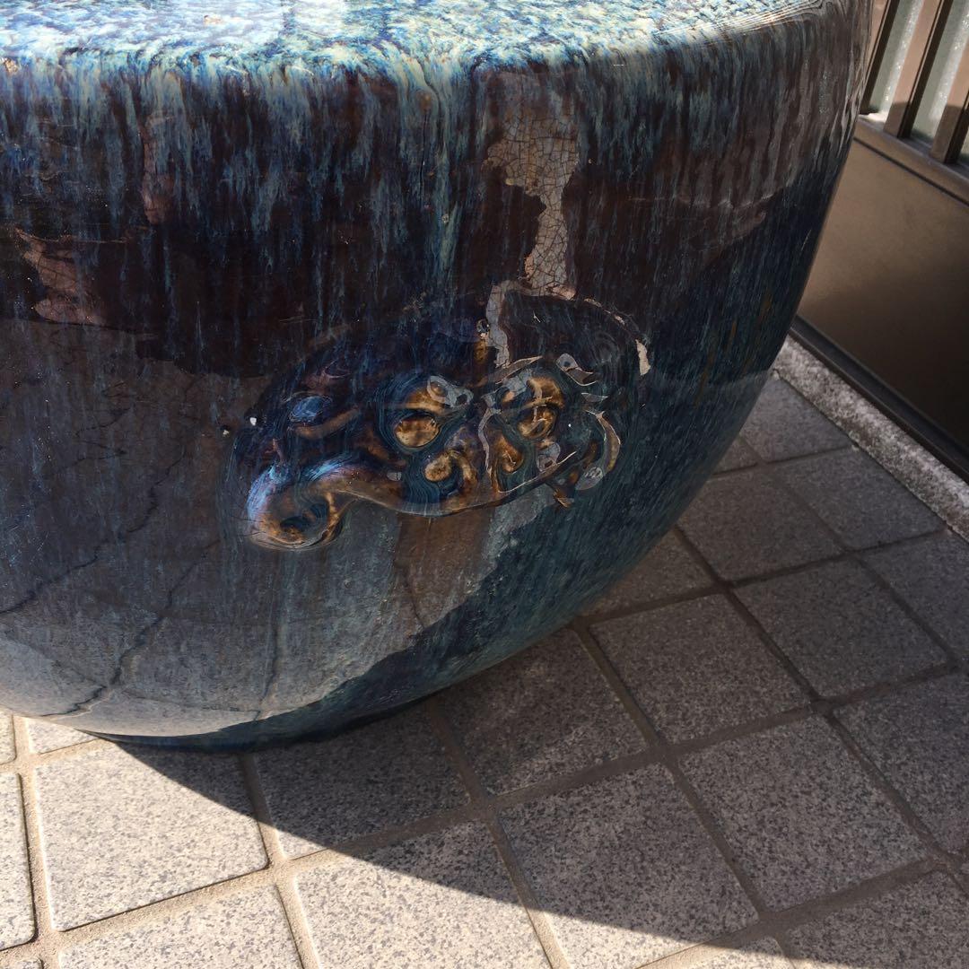 睡蓮鉢 　直径約56cm　火鉢 金魚鉢 睡蓮鉢 染付 メダカ鉢 大型陶器