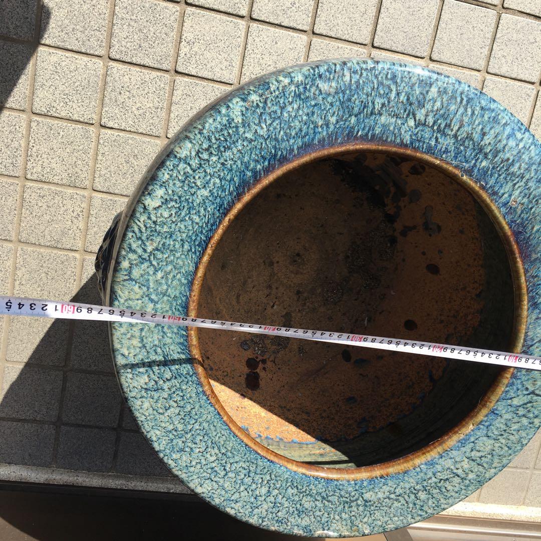 睡蓮鉢 　直径約56cm　火鉢 金魚鉢 睡蓮鉢 染付 メダカ鉢 大型陶器