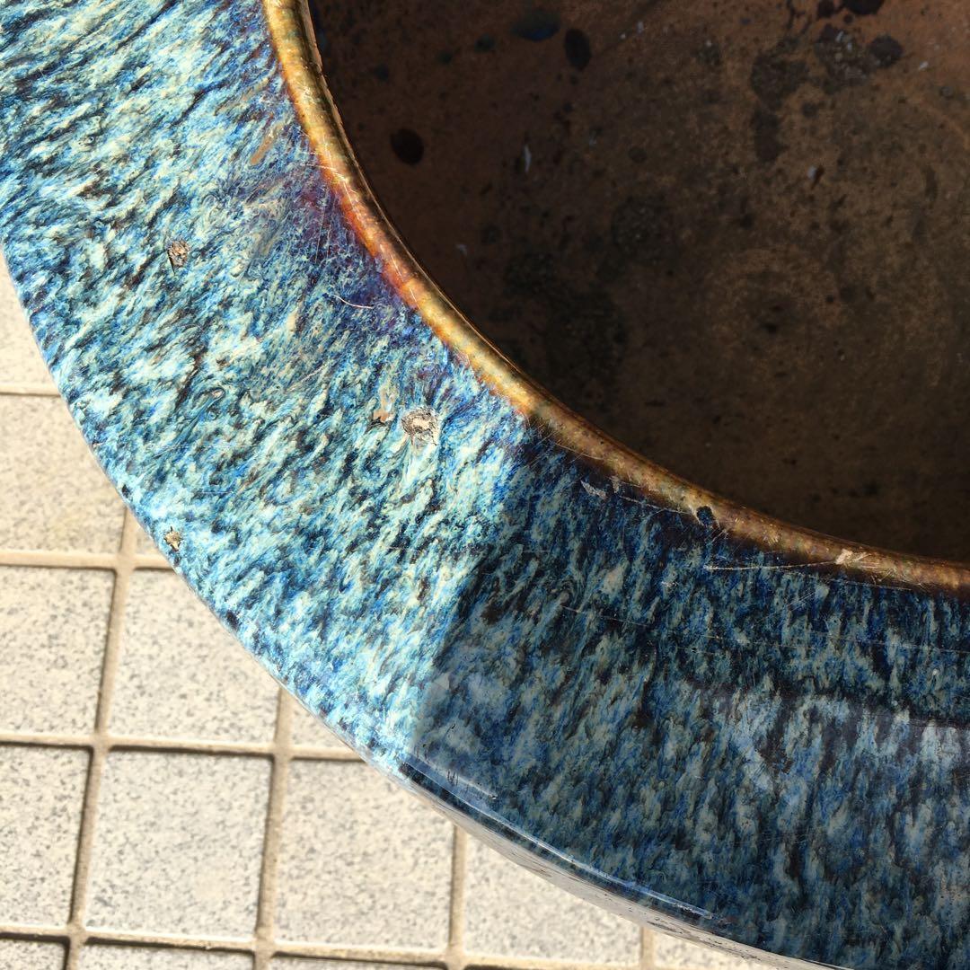 睡蓮鉢 　直径約56cm　火鉢 金魚鉢 睡蓮鉢 染付 メダカ鉢 大型陶器