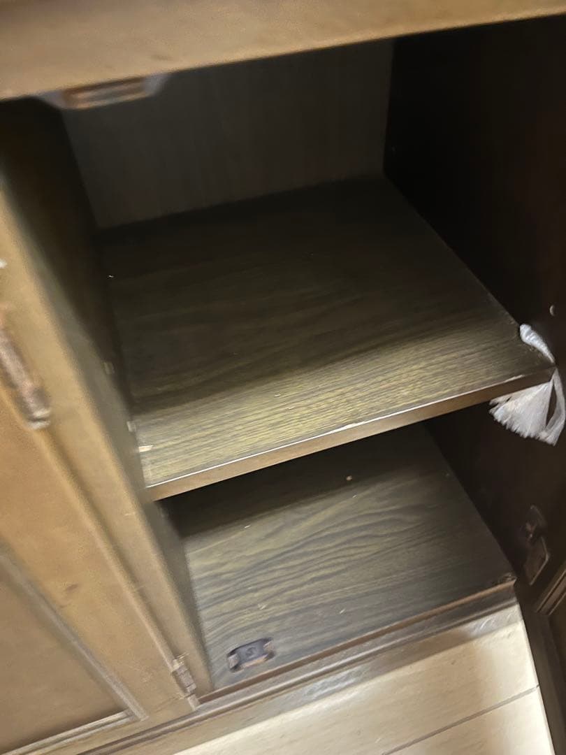 木製食器棚 ガラス扉付き ブラウン