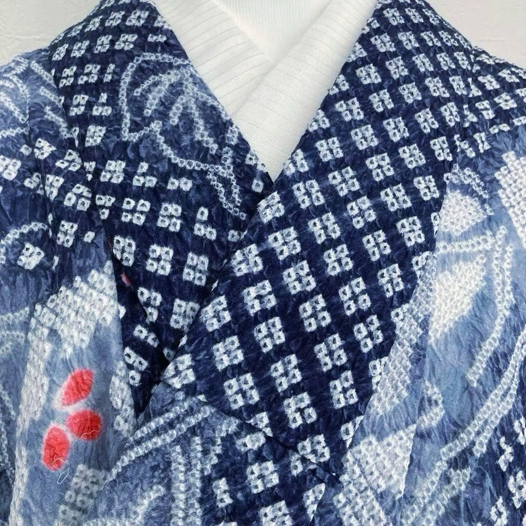 有松鳴海絞り　絞り浴衣　グレー　暈し　手縫い身丈162cm No.1-100