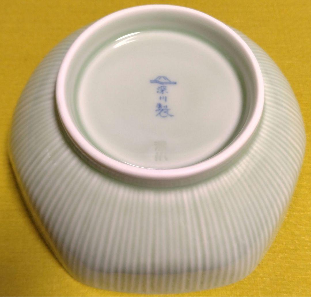 ✨最終価格 廃番品✨ 深川製磁 亀 皿 ２枚 六角 千彫 小鉢 ２個 青磁