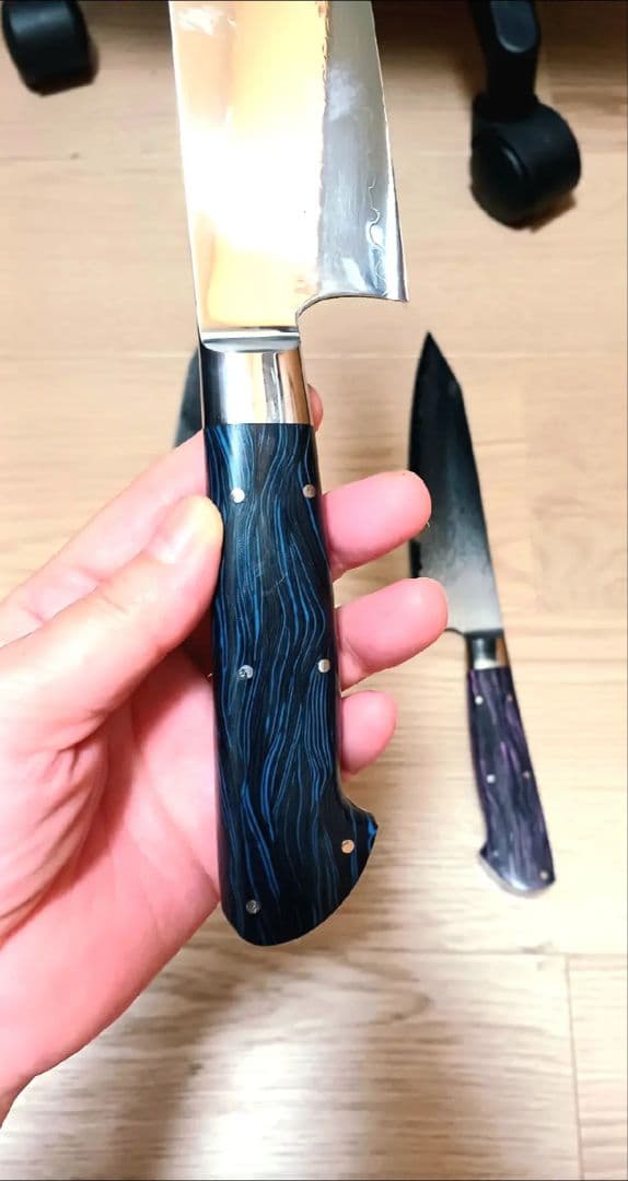 ダマスカス 牛刀 18cm 青色ハンドル