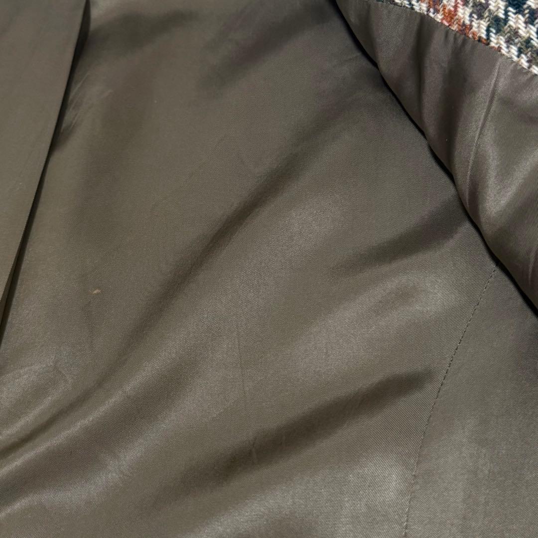【カネコイサオ】美品テーラードジャケット　異素材　金ボタン　チェック柄　ツイード