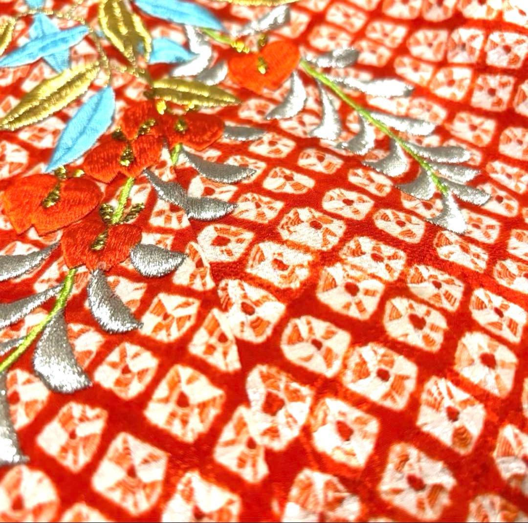 七五三直前割引【高級】お宮参り 七五三 3歳 着物セット 紅白 金駒刺繍 絞り