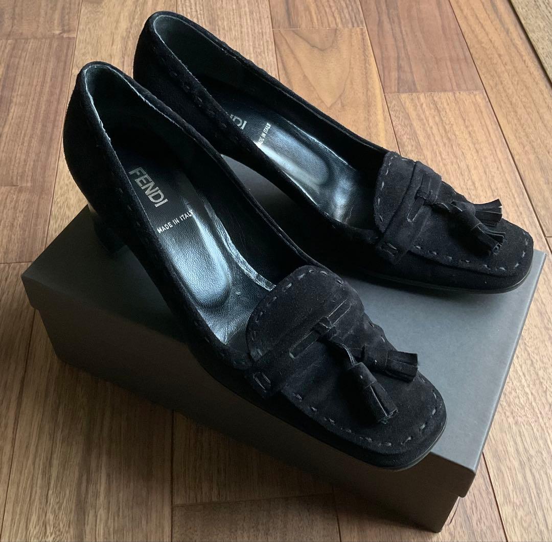 FENDI フェンディ/ スエード ヒール タッセルローファー