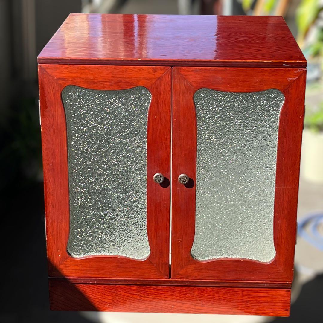 レコードキャビネット・レコードラック 木製ガラス扉・アナログ・ヴィンテージ