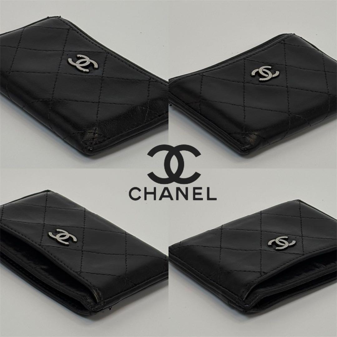 A118 CHANEL 【美品】マトラッセ ラムスキン カードケース 名刺入れ