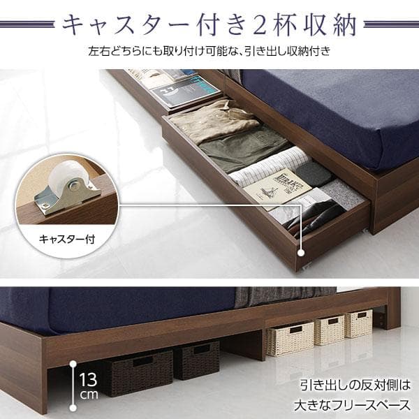 ベッド  ブラウン ダブル ボンネルコイルマットレス付きds-2173656