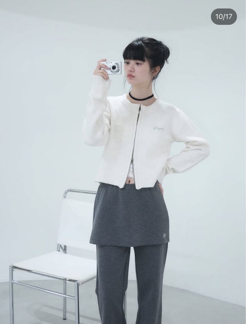 新品 smyeon レイヤードフレアパンツ グレー S