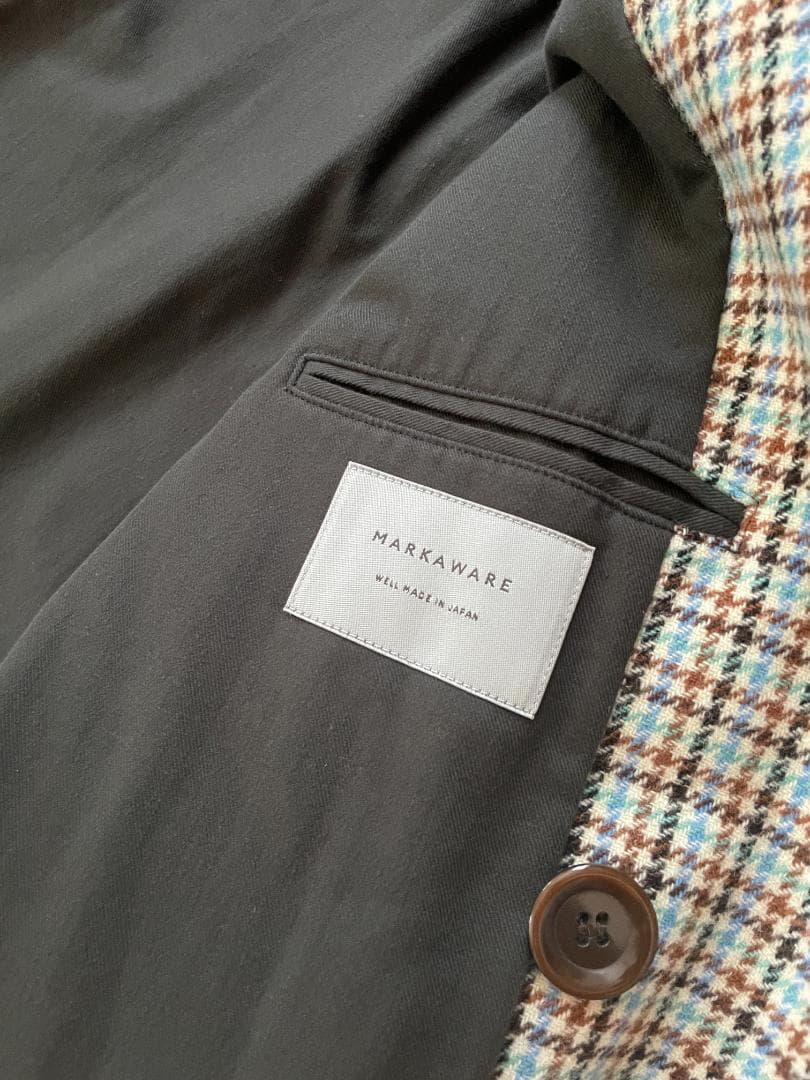 【レア美品】秋冬 MARKAWARE ウール ガンクラブチェック ビッグコート