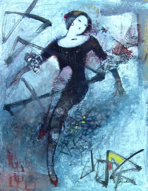 油絵 菅家令子 絵 絵画 インテリア 額付(白) F6-212023 人物 女性