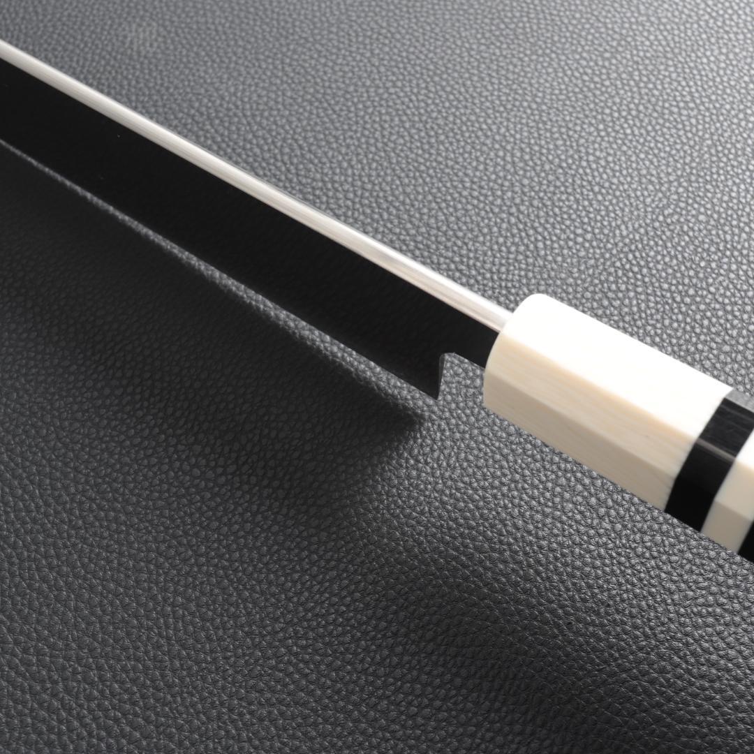 9342 柳刃包丁 9寸 刺身包丁 刃は究極の切れ味 人工象牙黒三本巻八角柄