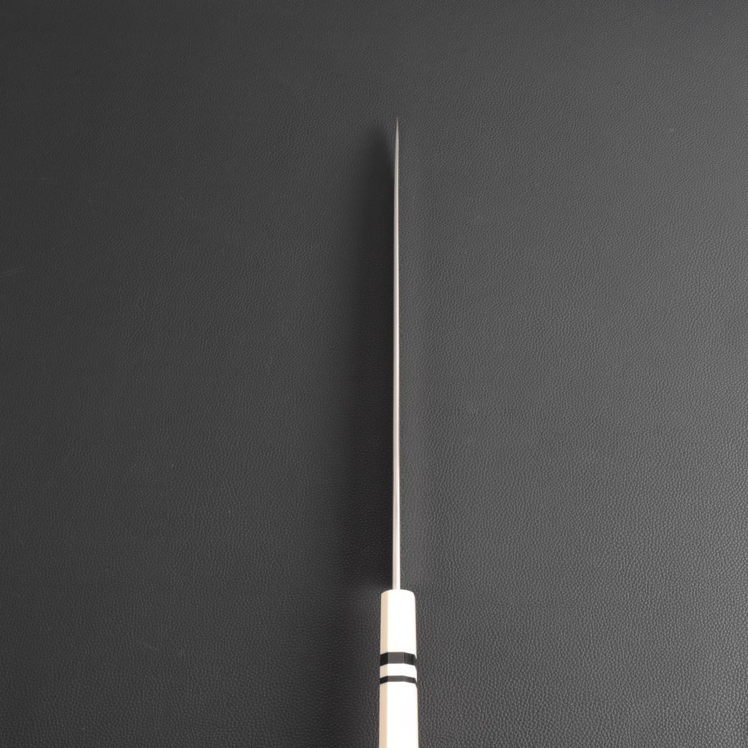 9342 柳刃包丁 9寸 刺身包丁 刃は究極の切れ味 人工象牙黒三本巻八角柄