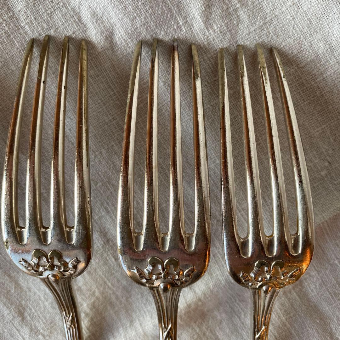 アンティーク　フランス製シルバープレートカトラリーセット各3本