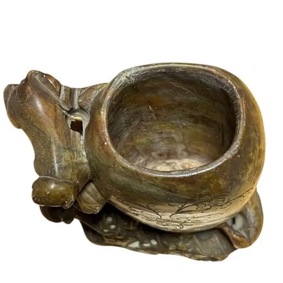 中国美術 寿山石 彫刻 置物 縁起物 【猿・蓮・雉】天然石 石彫 アンティーク